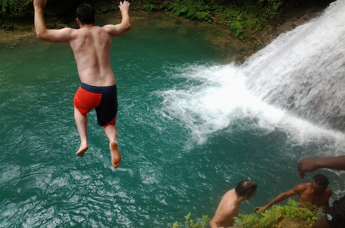 Blue Hole, Dunn's River Falls Luminous Lagoon Excursion From Montego Bay - Stop 2, Blue Hole in the Ocho Rios hills: rope swings and Secret Falls vibes