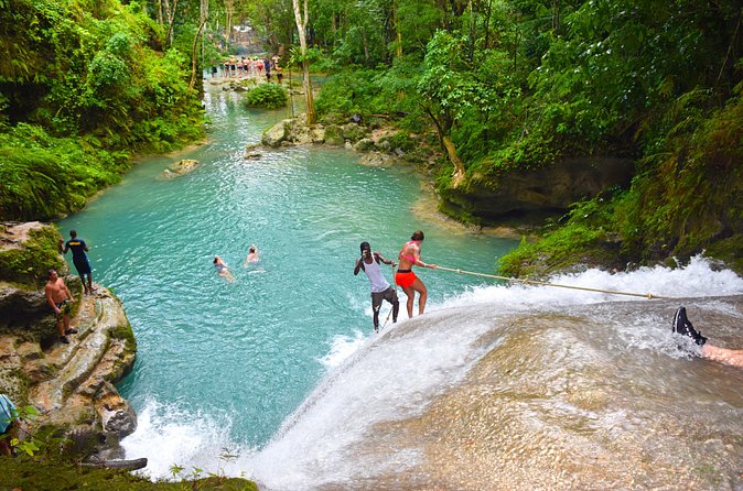 Blue Hole Falls & White River Tubing from Falmouth Jamaica - How Blue Hole Secret Falls and White River tubing fit together