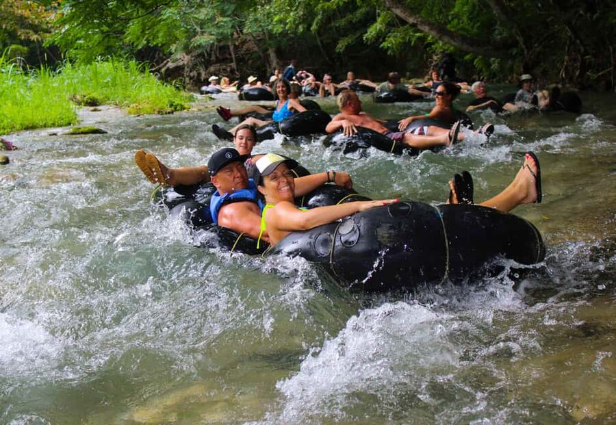 Blue Hole, Secret Falls, River Tubing and Dunn's River Falls - Cool Blue Hole: mineral water fun with jump and rope moments