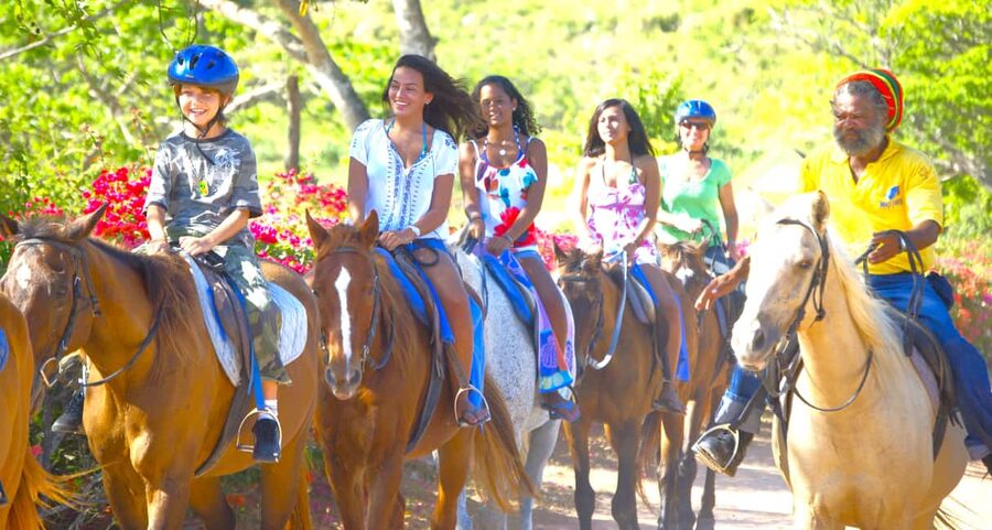 From Falmouth: Horseback Ride and Swim Beach Trip - From Falmouth Pickup to a Comfortable Country Drive