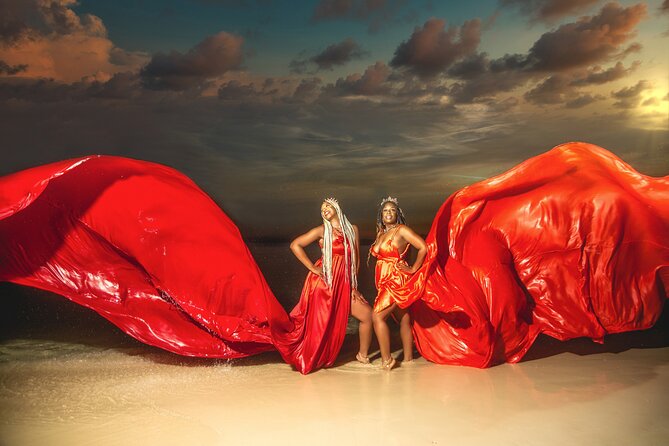 Jamaica Flying Dress Photoshoots - Flying dress photos at Doctors Cave Beach: why it works